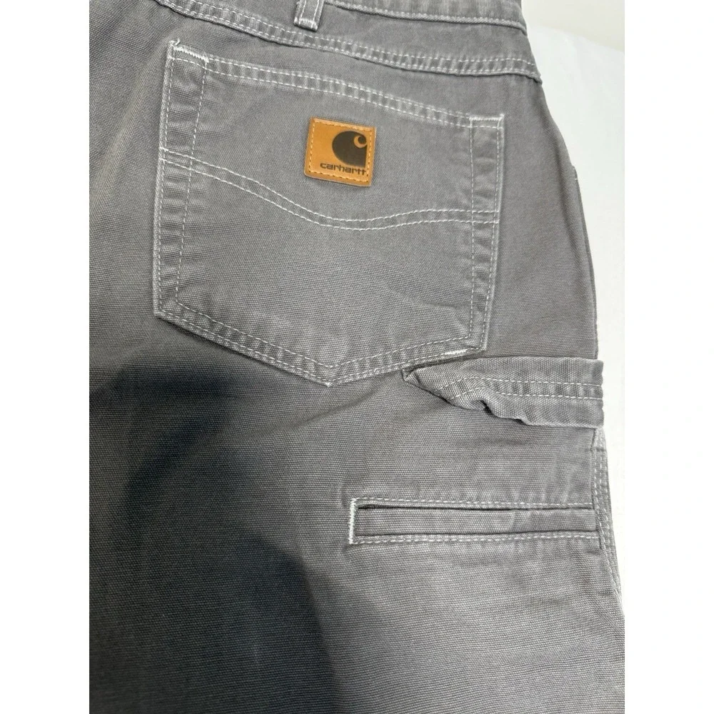 Carhartt Gray Loose Fit 5 Pocket Carpenter Work Pants Men's Size 38x32